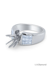 14K White Gold Diamond Princess Cut Multi-Layer Semi-Mount Promise Ring (1.00 ct)